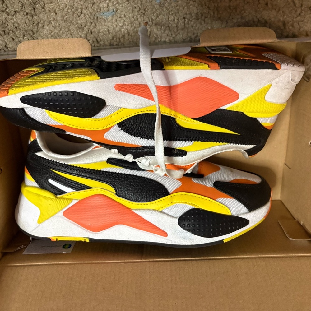 Puma Black, Orange, and Yellow Sneakers